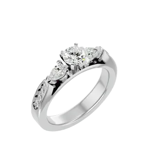 1 1/5 ctw Round With Pear-Shaped Three Stone Lab Grown Diamond Ring