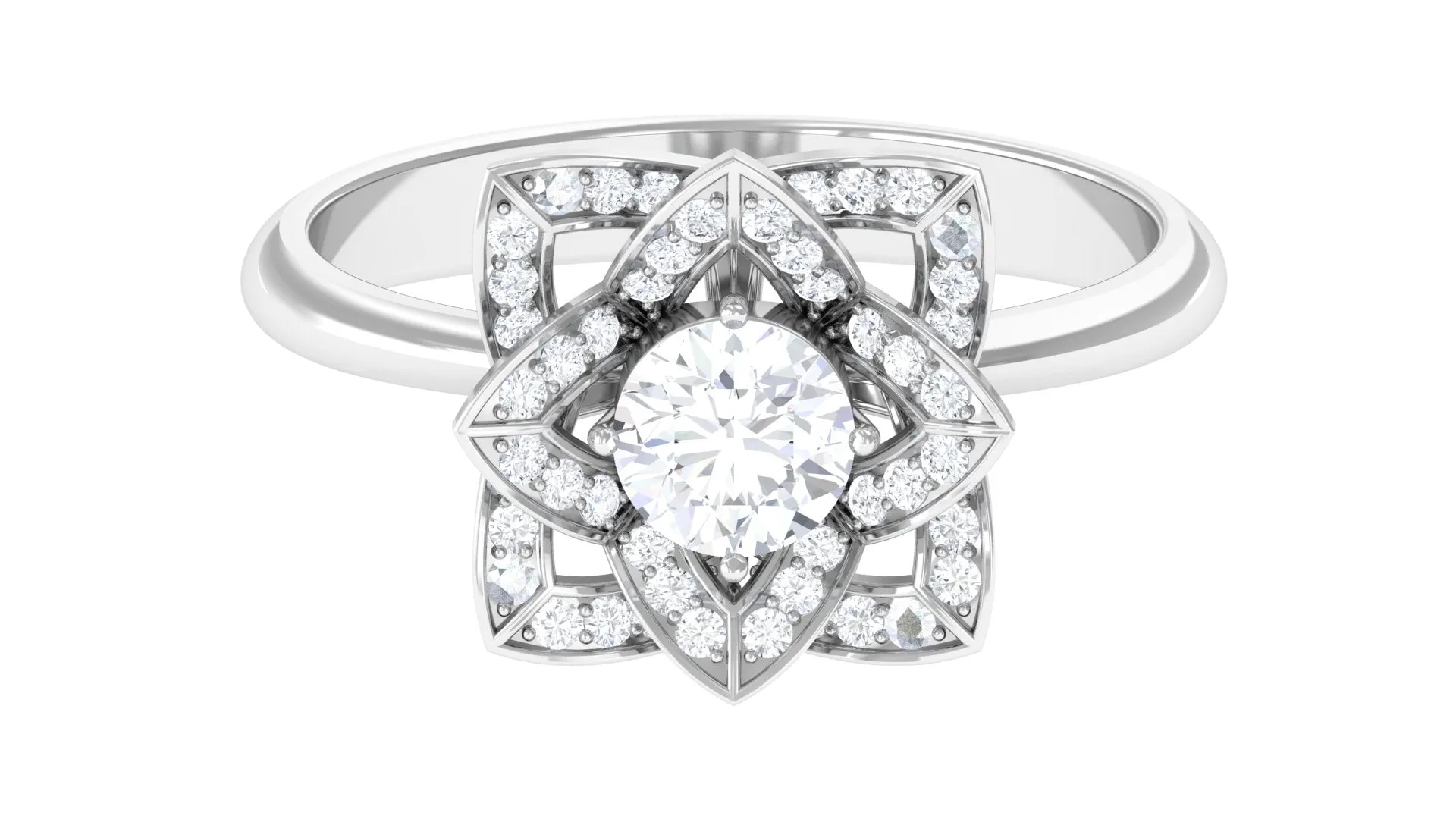 1 CT Zircon Vintage Floral Engagement Ring