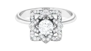 1 CT Zircon Vintage Floral Engagement Ring