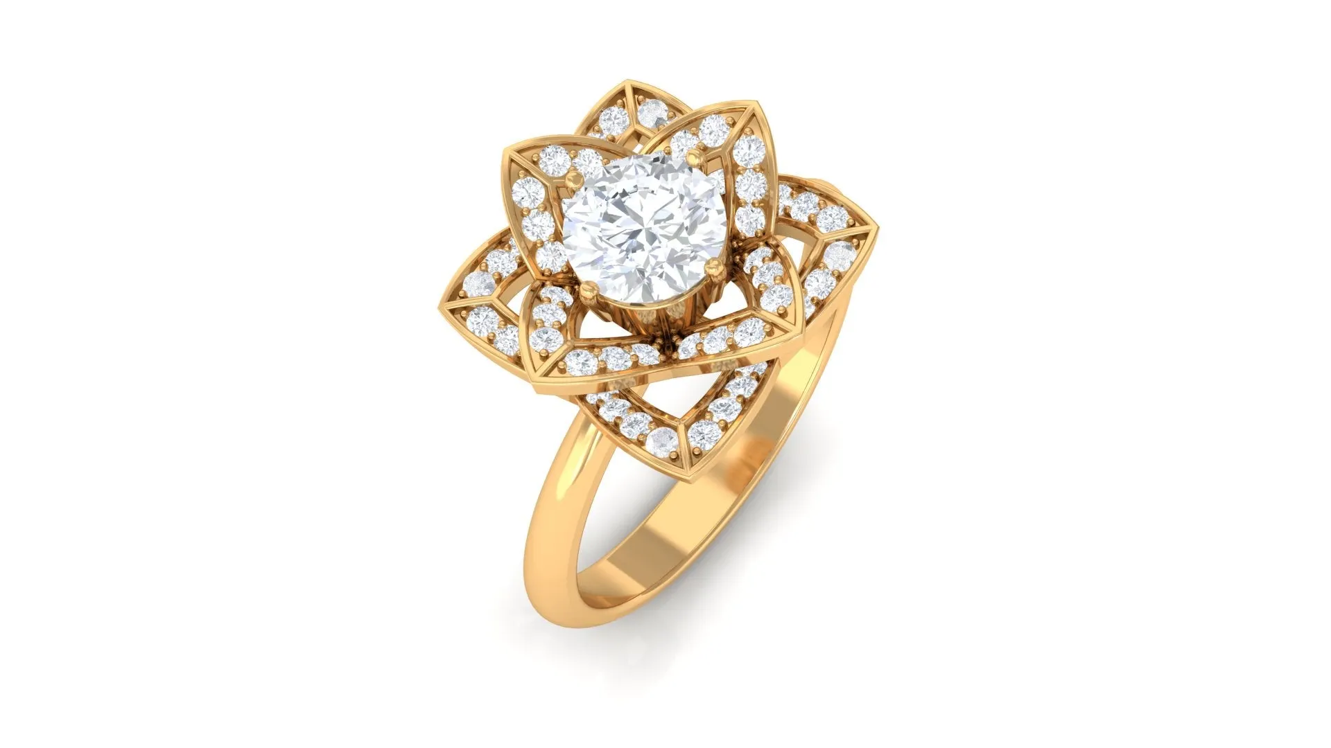 1 CT Zircon Vintage Floral Engagement Ring