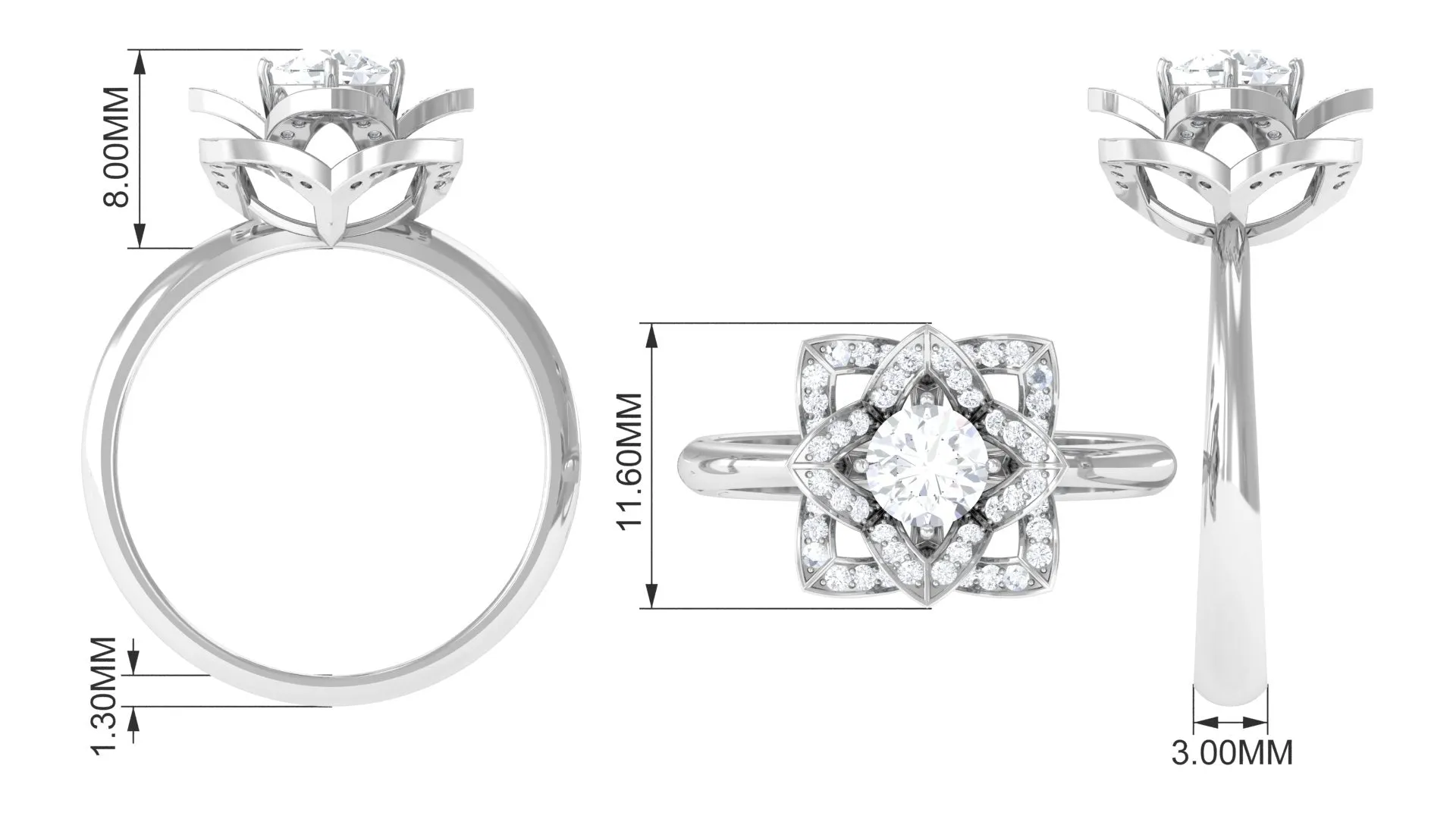 1 CT Zircon Vintage Floral Engagement Ring