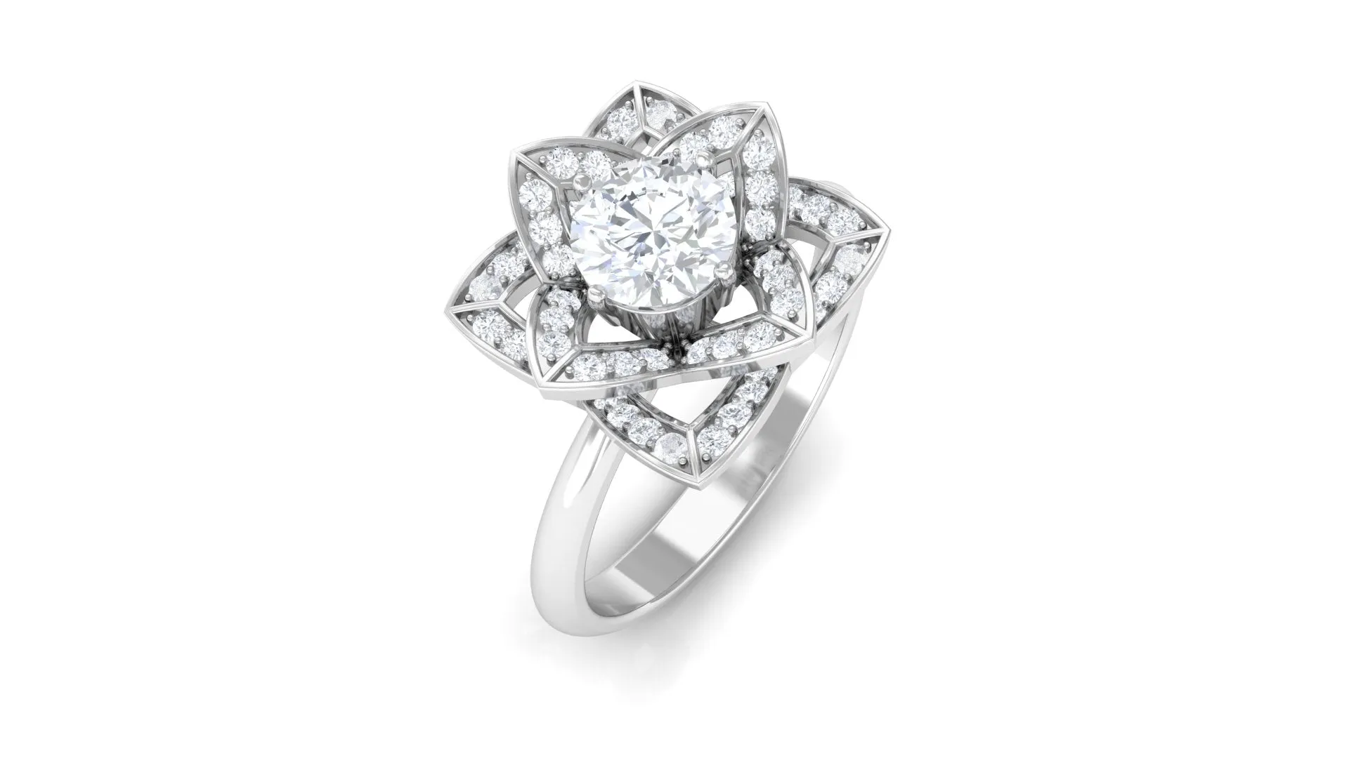 1 CT Zircon Vintage Floral Engagement Ring