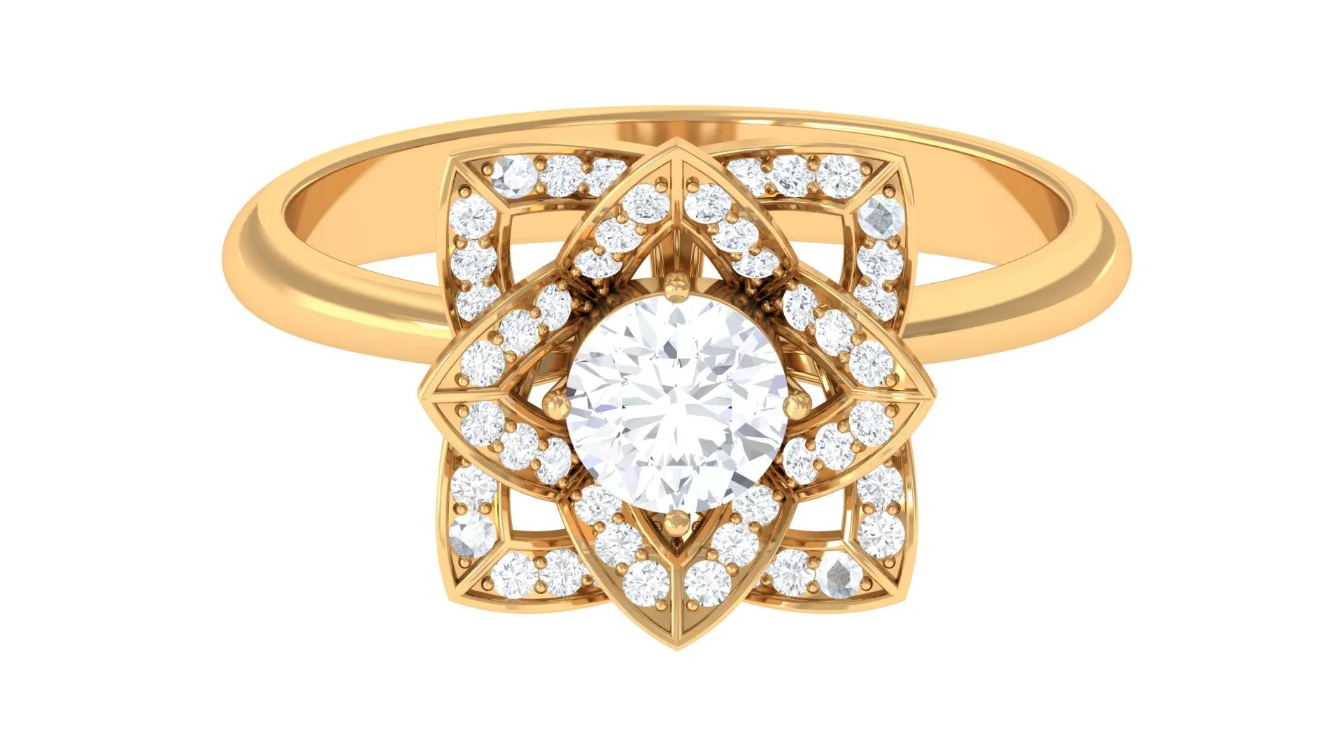 1 CT Zircon Vintage Floral Engagement Ring