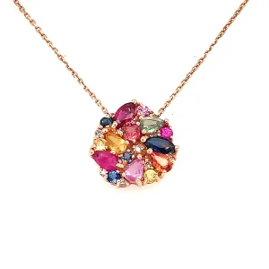 14 Karat Rosé Cluster Gemstone Necklace