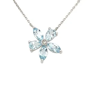 14 Karat White Flower Gemstone Pendant