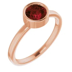 14K Rose 6 mm Natural Mozambique Garnet Ring