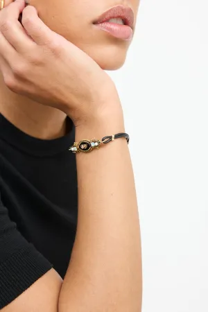 14K Yellow Gold Diamond & Onyx Bracelet