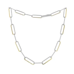 17-Inch Diamond Oval Link Necklace in 18K Gold
