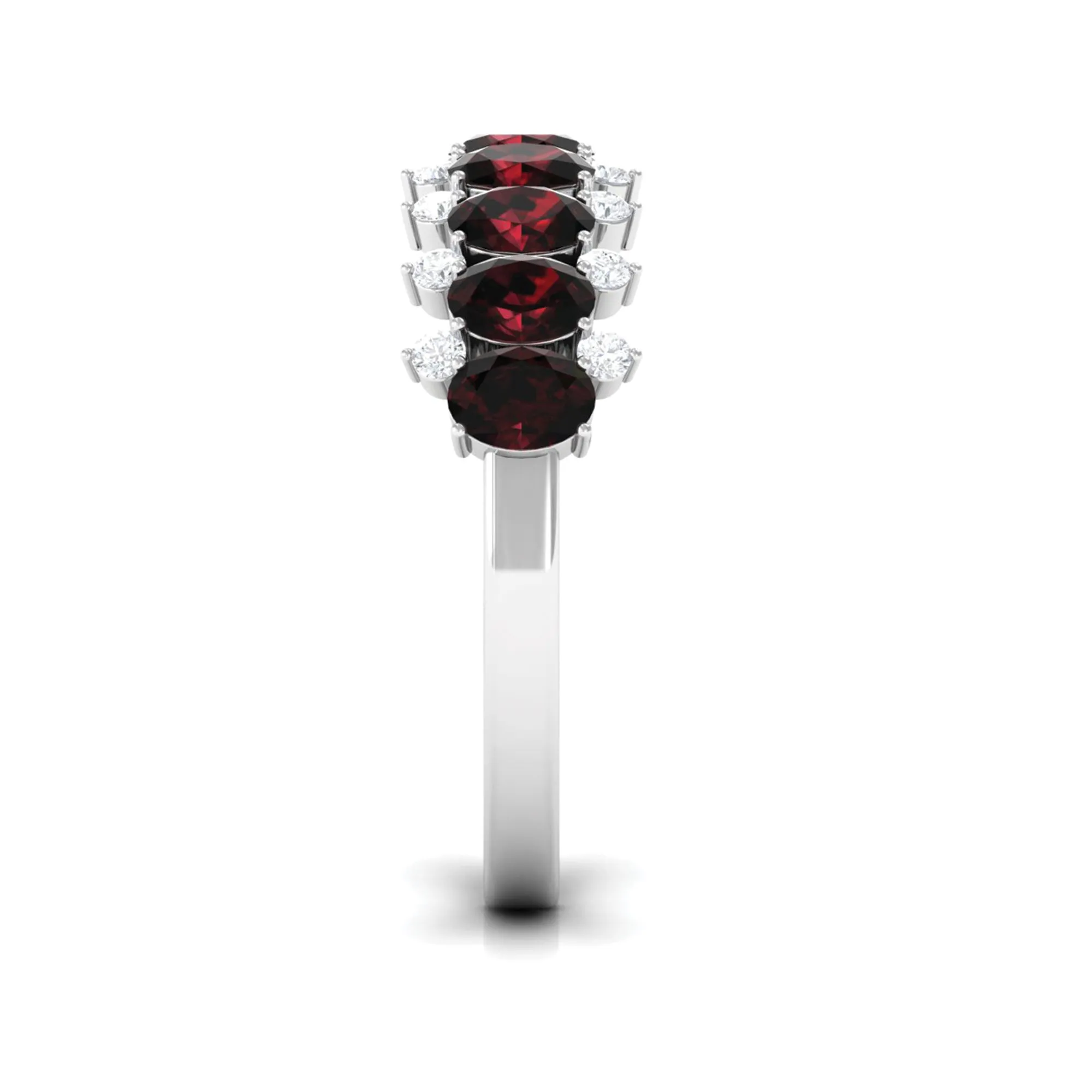 1.75 Ct Garnet Oval Half Eternity Band with Diamond