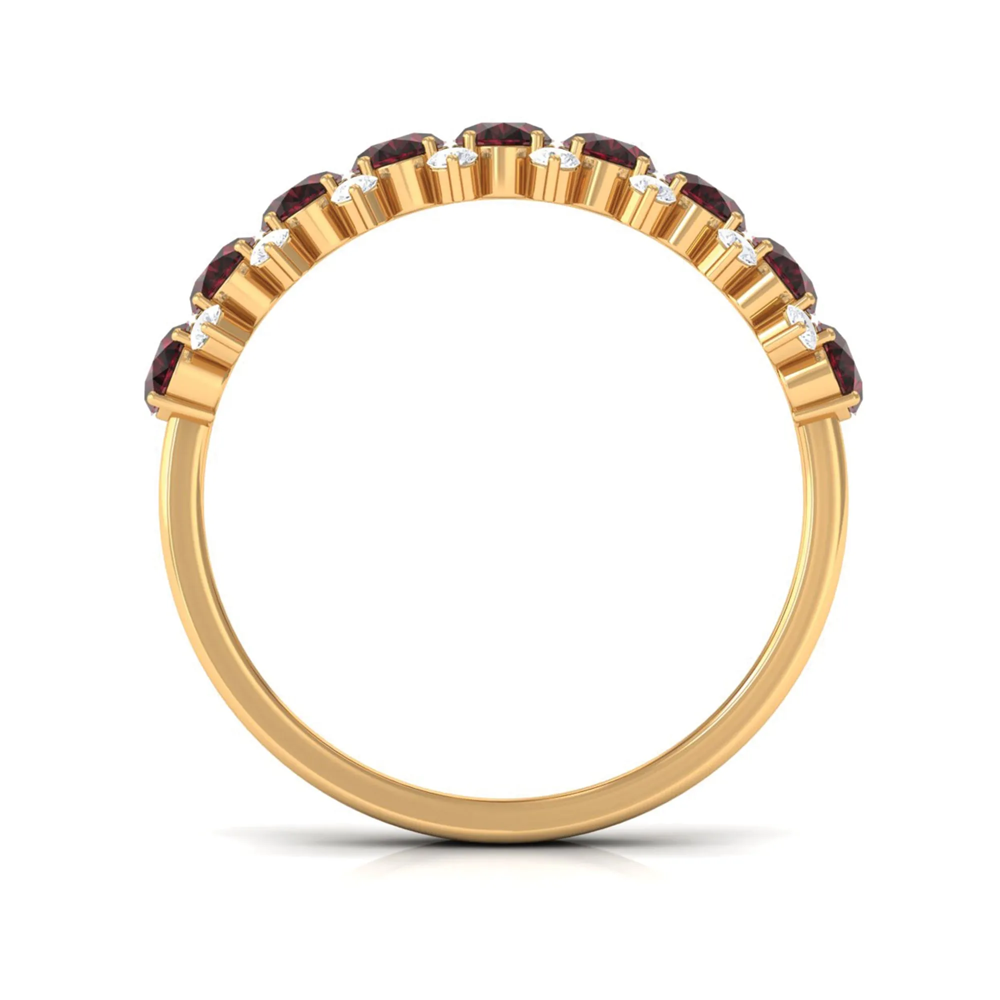 1.75 Ct Garnet Oval Half Eternity Band with Diamond