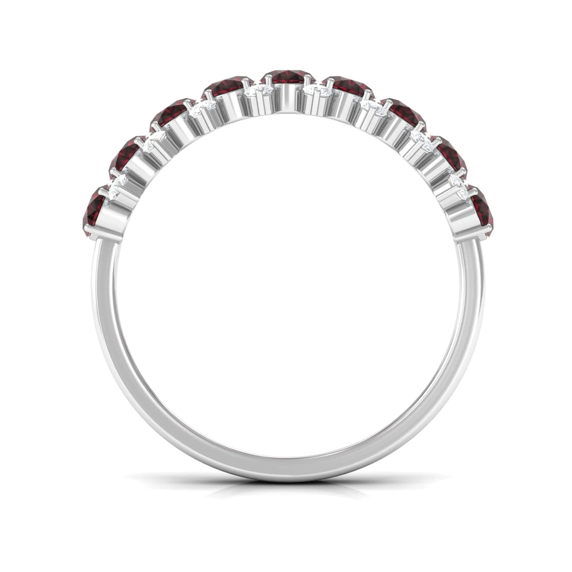 1.75 Ct Garnet Oval Half Eternity Band with Diamond