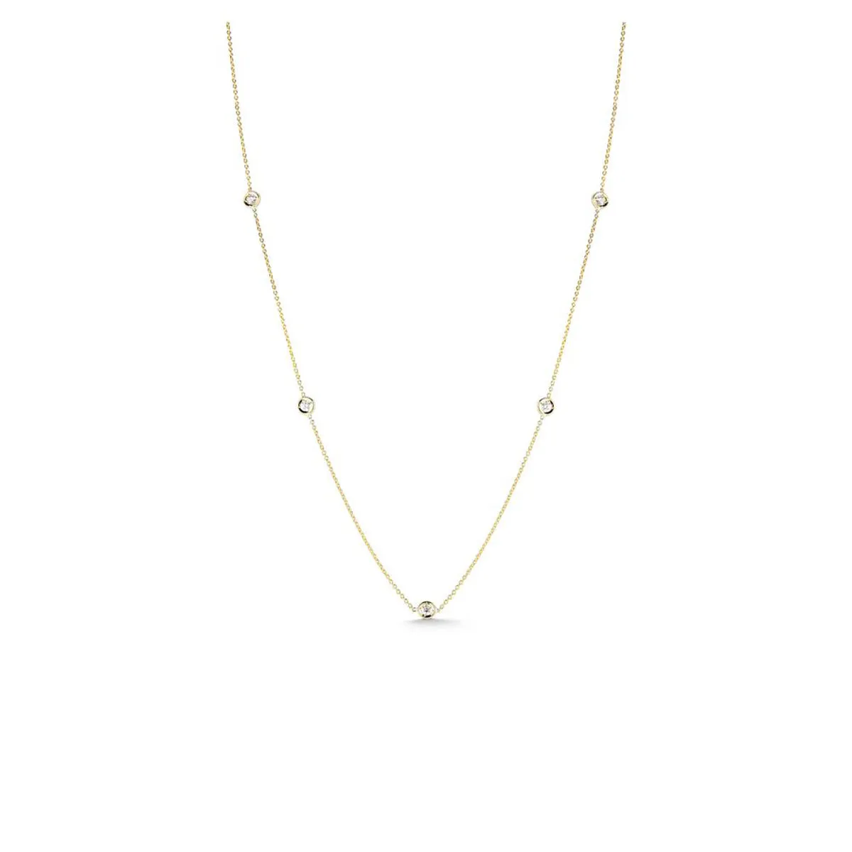 18K Gold Necklace with 7 Diamond Stations