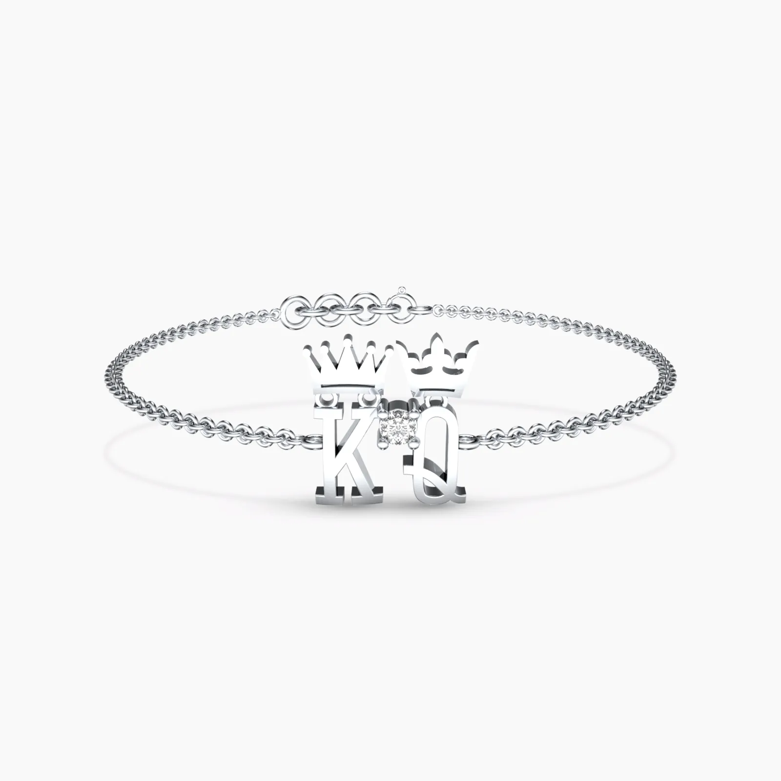 18k Kind and Queen Natural Diamond Bracelet