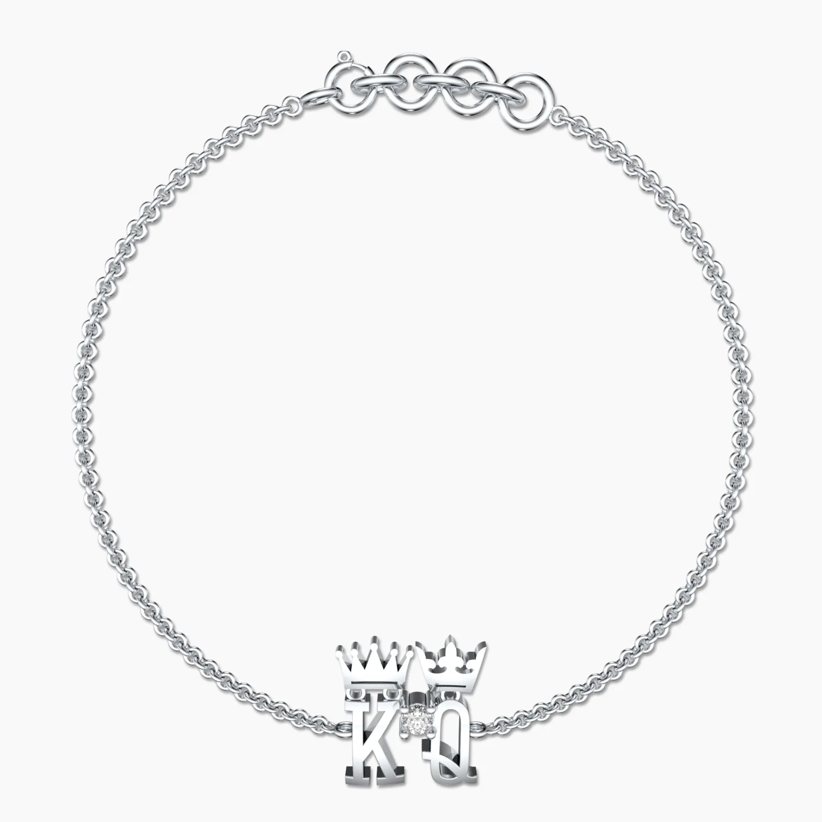 18k Kind and Queen Natural Diamond Bracelet
