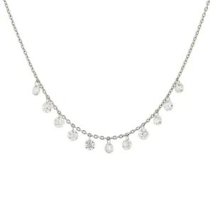 18K White Gold Floating Diamond Necklace