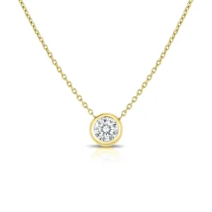18K Yellow Gold Solitaire Necklace