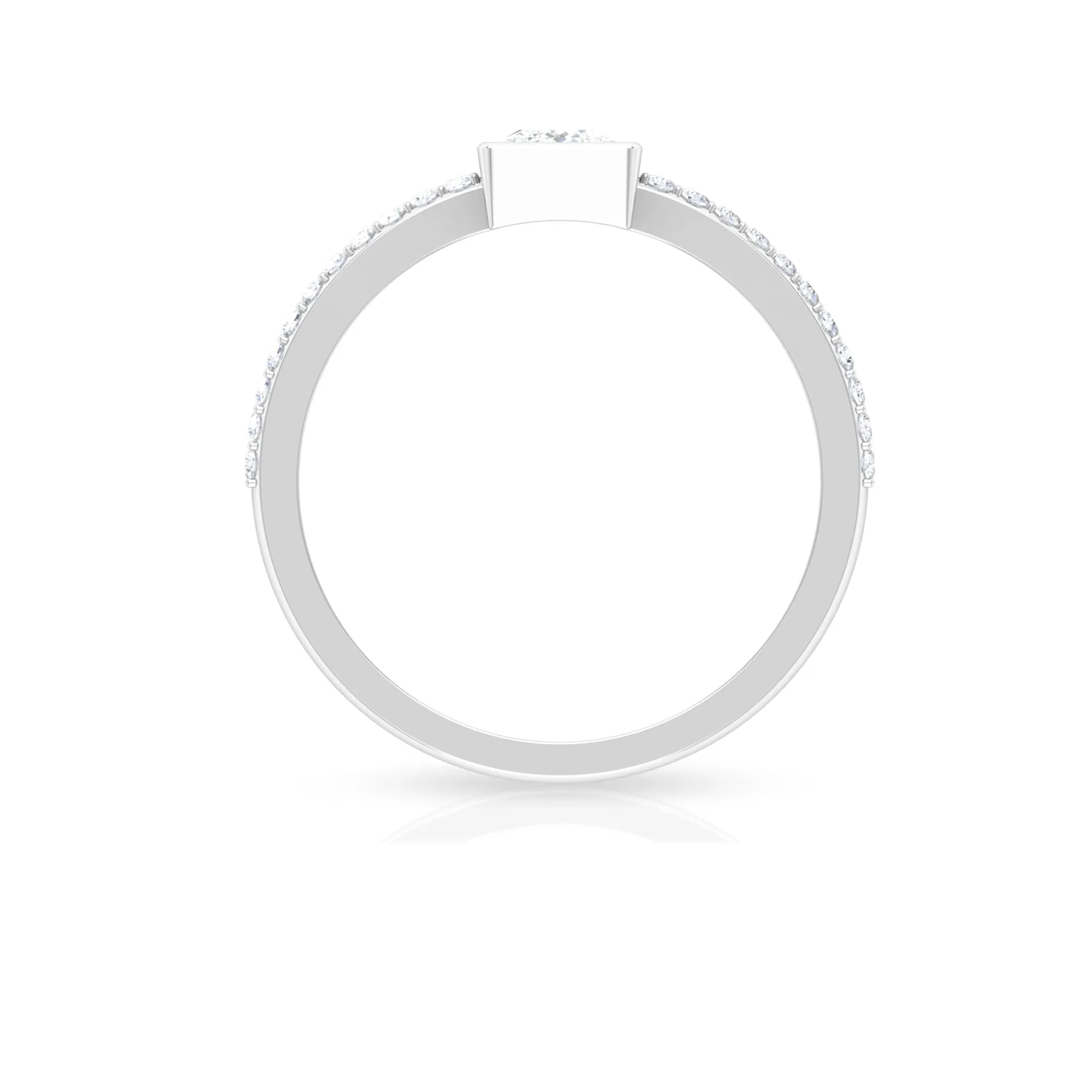 3/4 CT Bezel Set Cubic Zircon Solitaire Ring with Side Stones