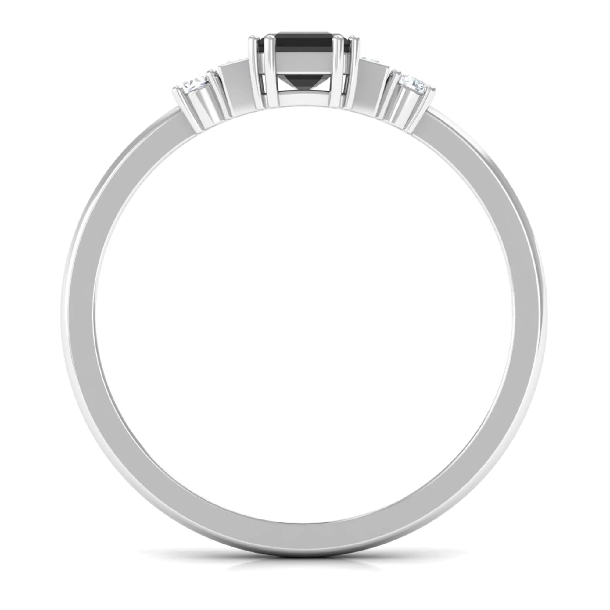 3/4 CT Minimal Black Diamond Solitaire Ring with Diamond