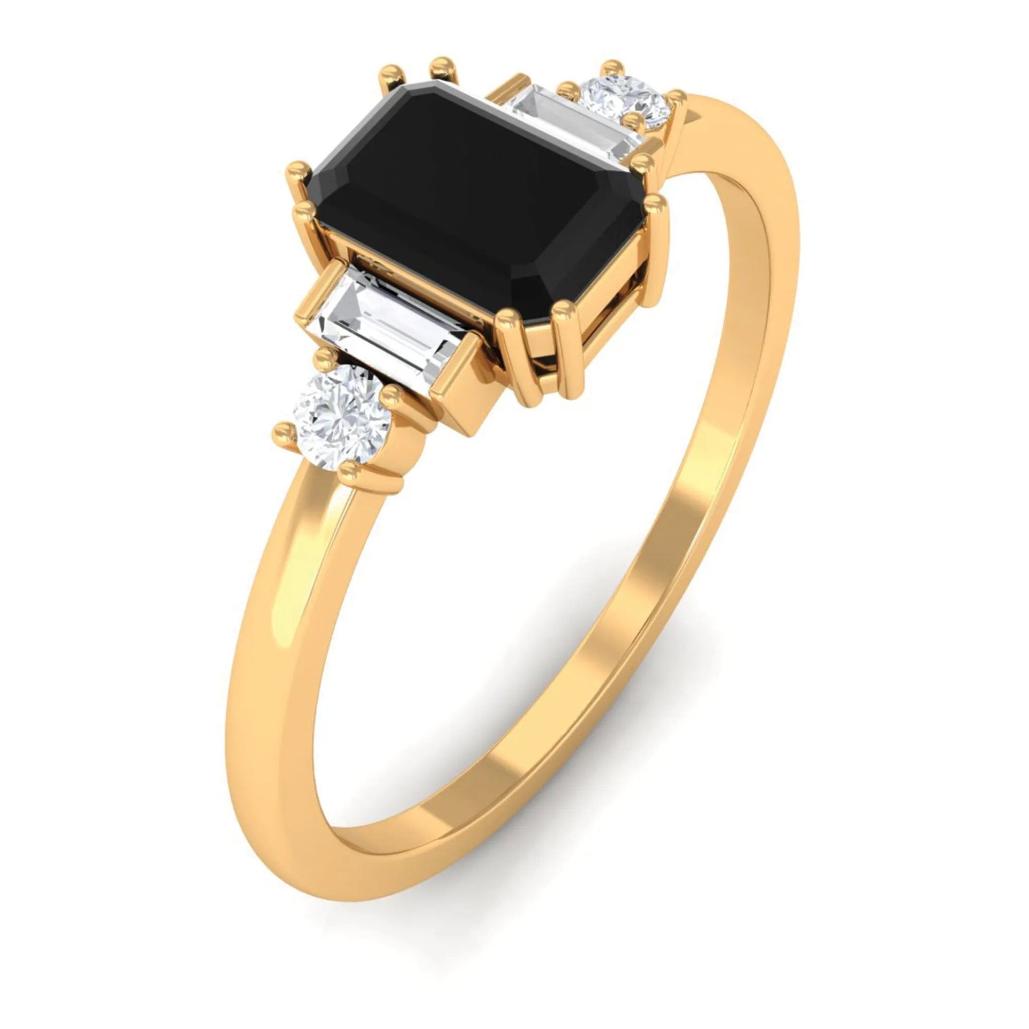 3/4 CT Minimal Black Diamond Solitaire Ring with Diamond
