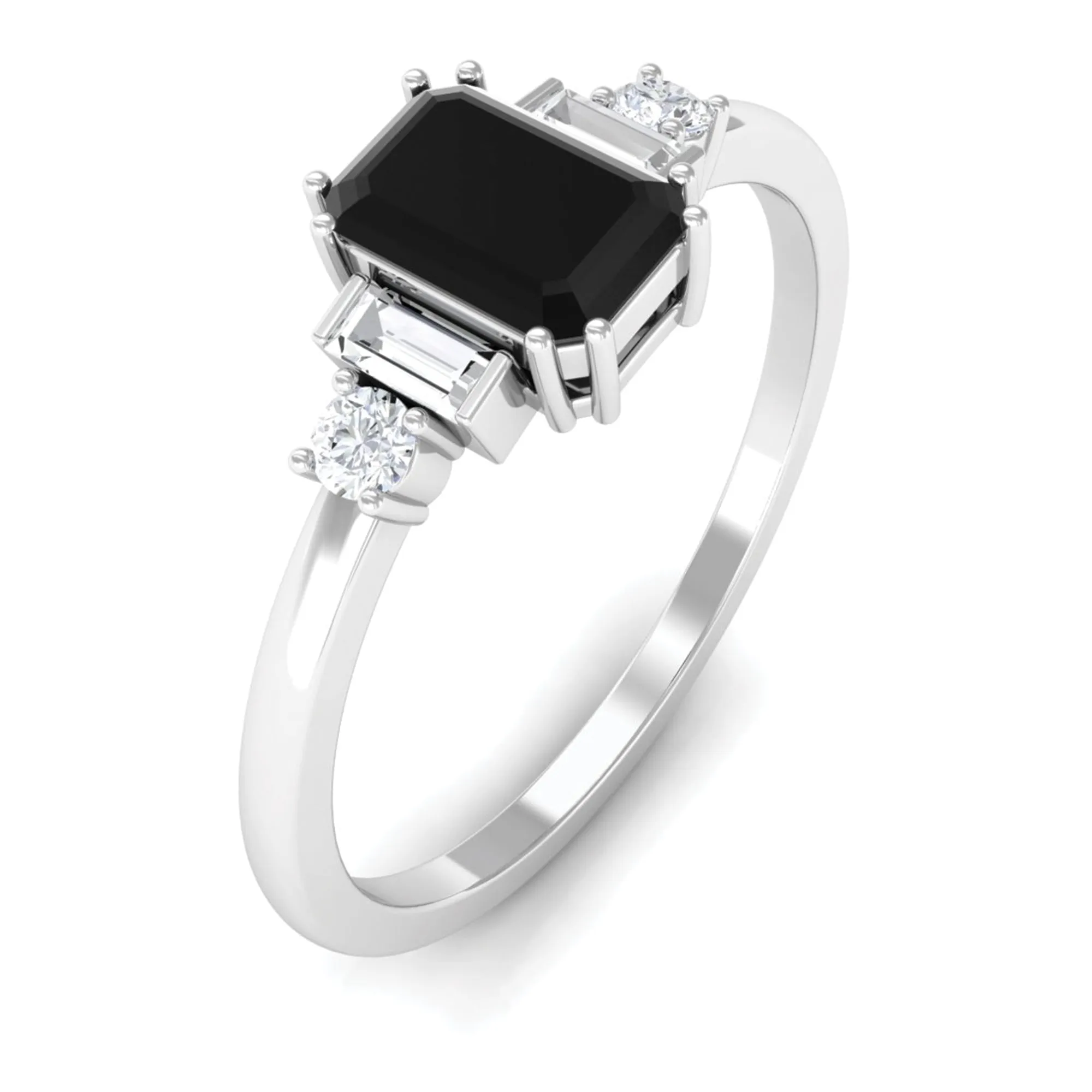 3/4 CT Minimal Black Diamond Solitaire Ring with Diamond