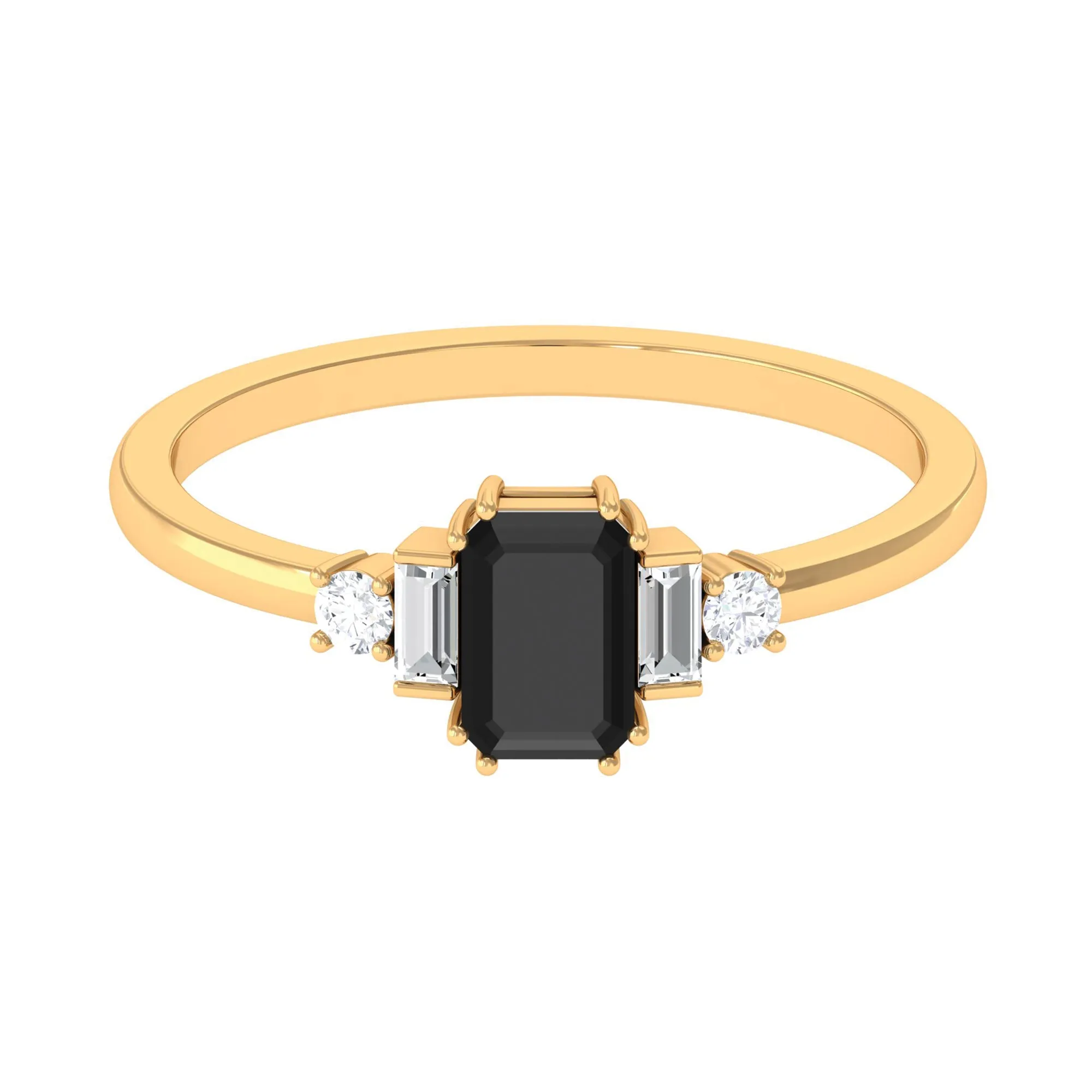 3/4 CT Minimal Black Diamond Solitaire Ring with Diamond