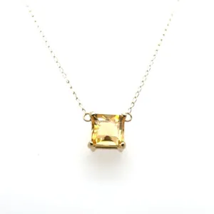 5.94 ct Citrine Princess Cut Set in 14k Yellow Pendant at Regard Jewelry in Austin, Texas
