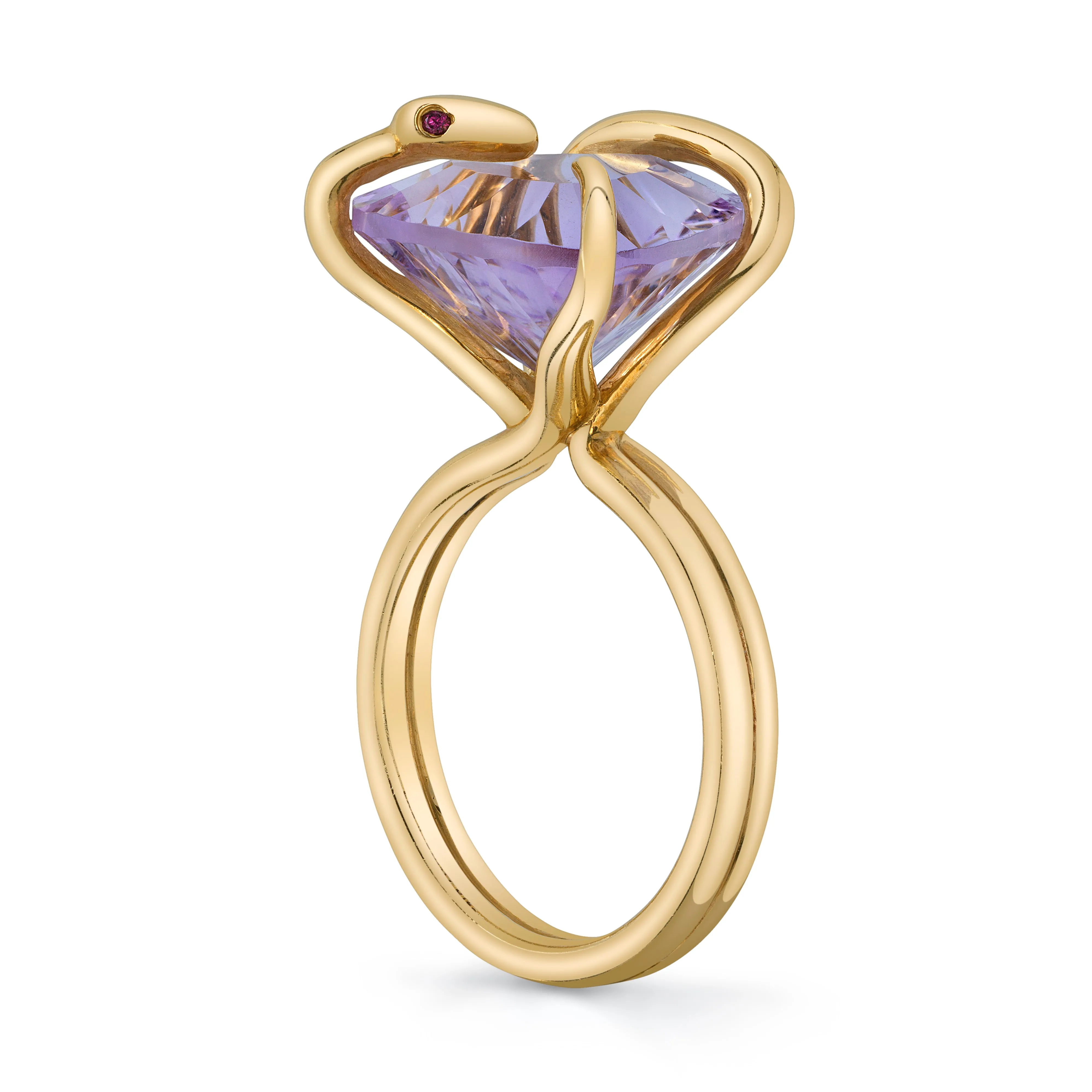 Amethyst Trillion Snake on the Rocks Ring