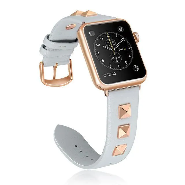 Apple Watch Band, Punk Studded Leather Rivets studs Design, fits iWatch, 38mm, 40mm, 42mm, 44mm  Series 7 6 5 4 3