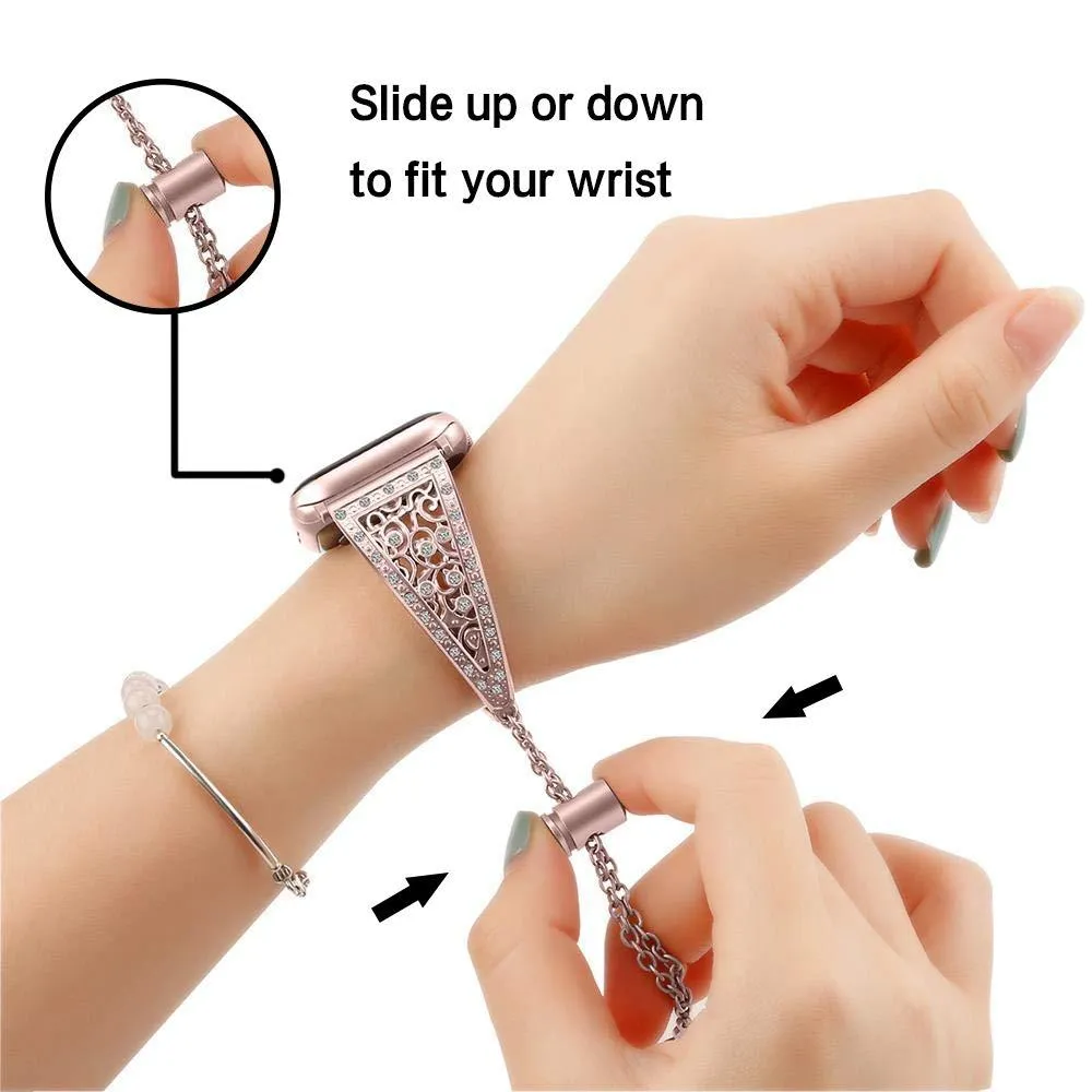 Apple Watchband Series 7 6 Ladies Diamond Premium Steel Bracelet Strap