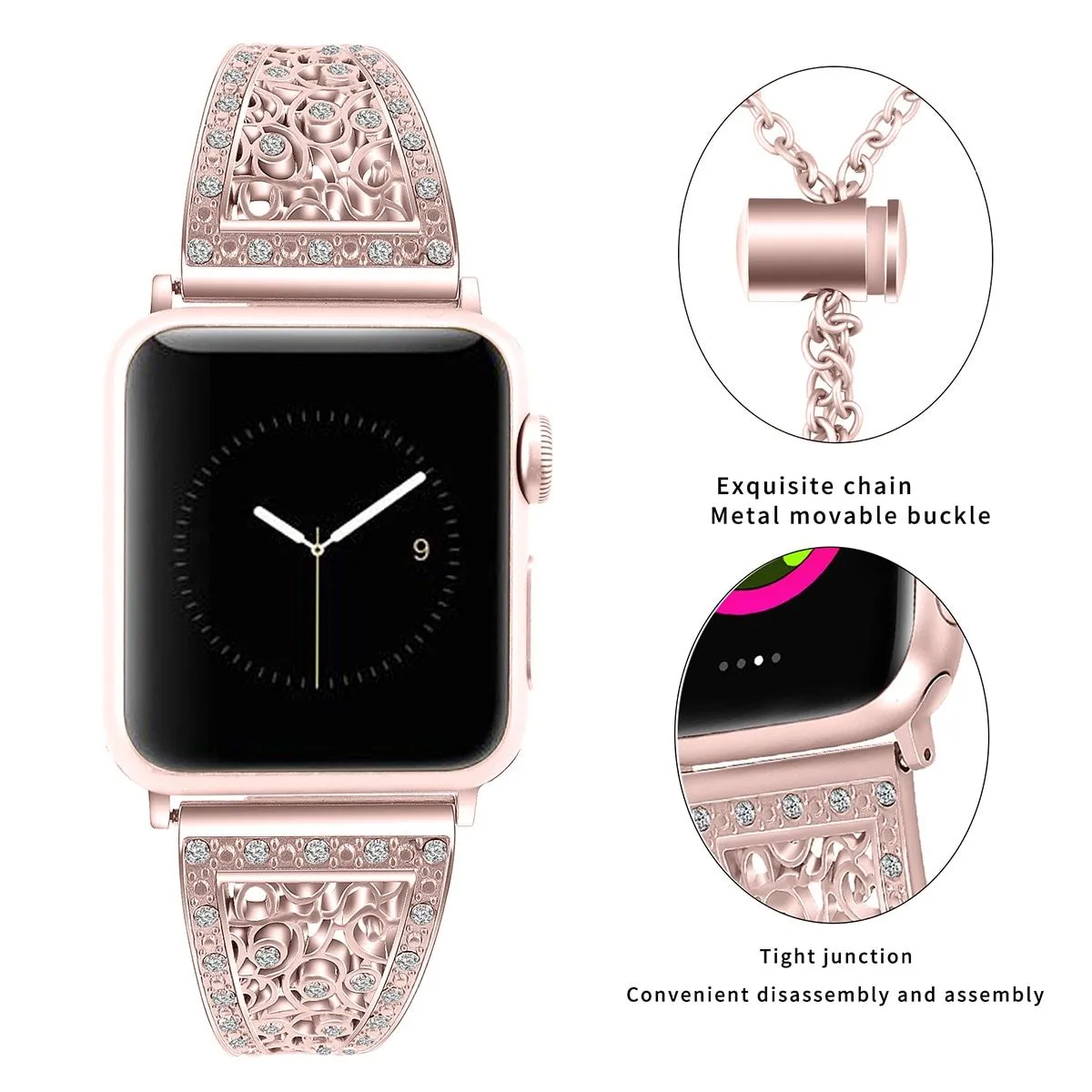 Apple Watchband Series 7 6 Ladies Diamond Premium Steel Bracelet Strap