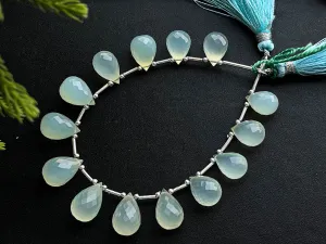 Aqua Blue Onyx Faceted Drops, 14 Pieces | 8x10mm to 9x13mm