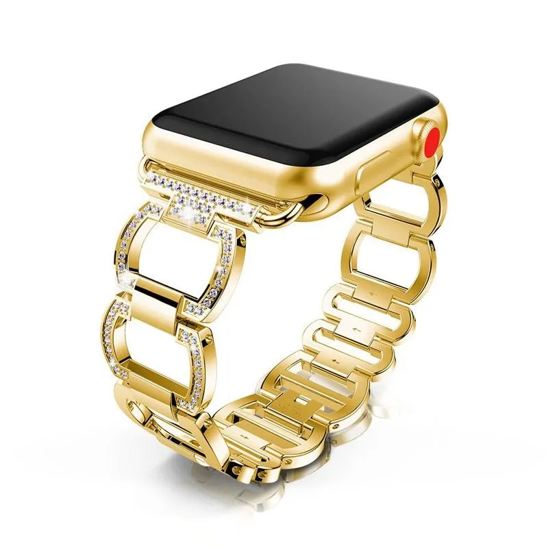 Band Series Diamond Bling Shiny Crystal Breathable Steel Bracelet