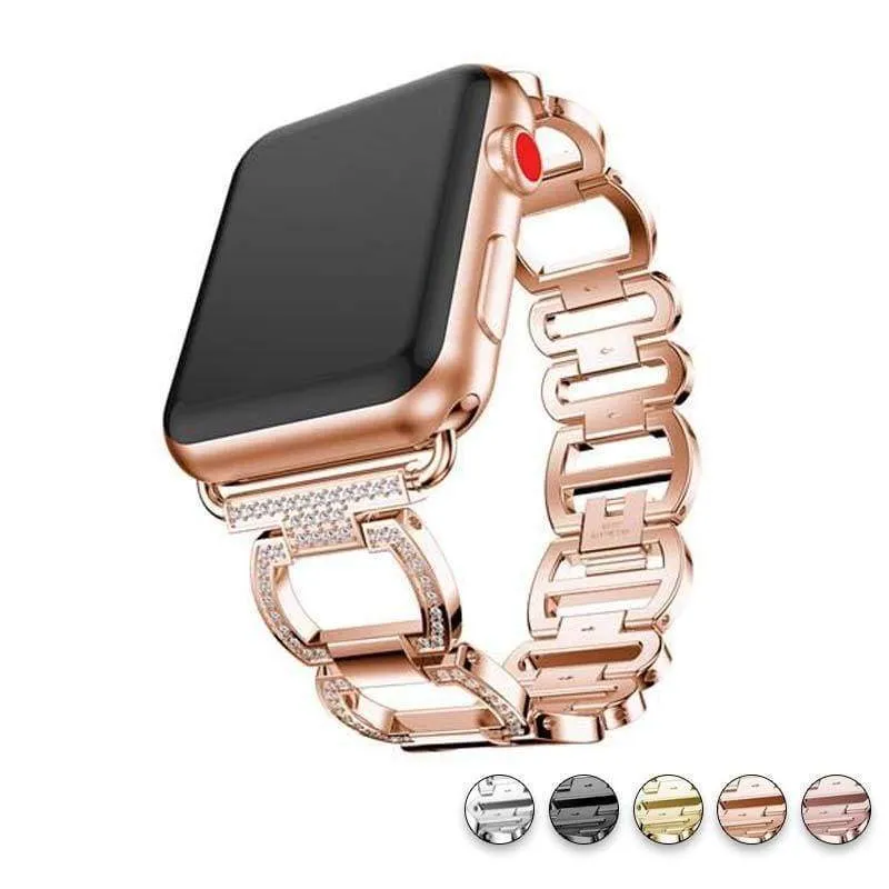 Band Series Diamond Bling Shiny Crystal Breathable Steel Bracelet
