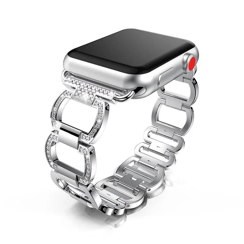 Band Series Diamond Bling Shiny Crystal Breathable Steel Bracelet