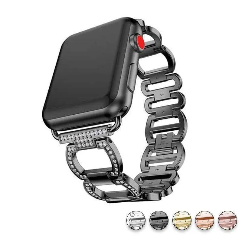 Band Series Diamond Bling Shiny Crystal Breathable Steel Bracelet