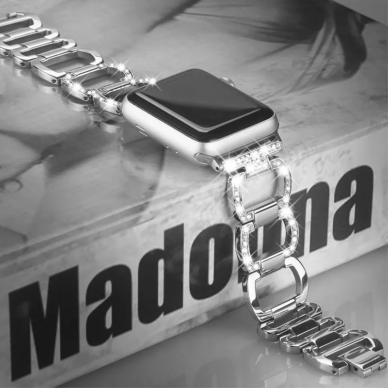 Band Series Diamond Bling Shiny Crystal Breathable Steel Bracelet
