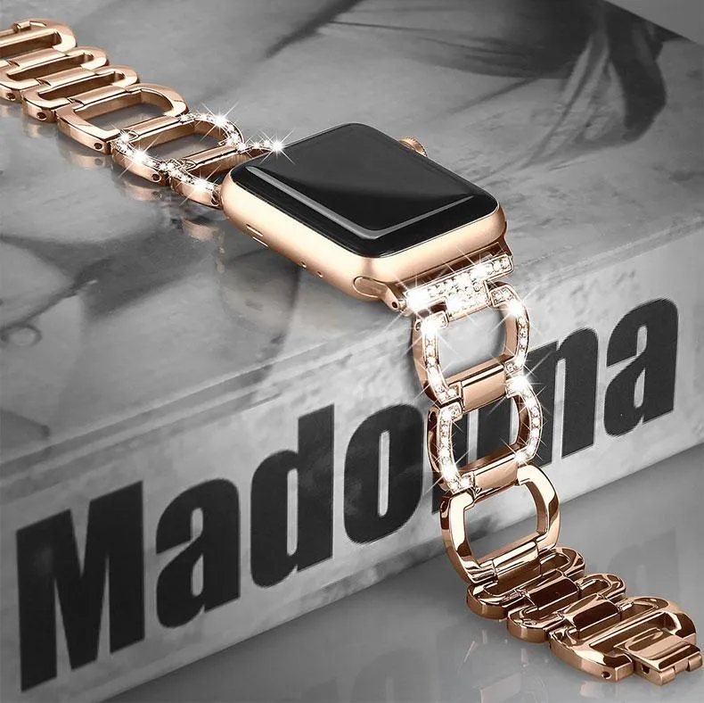 Band Series Diamond Bling Shiny Crystal Breathable Steel Bracelet