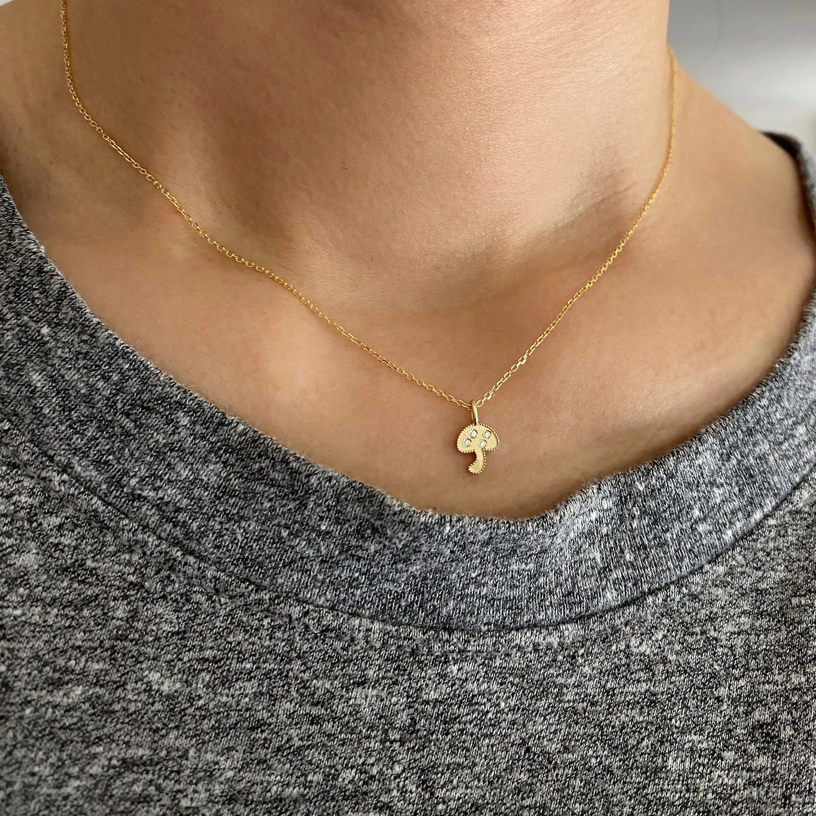 Beaded Diamond Mushroom Necklace (ready to ship option)*