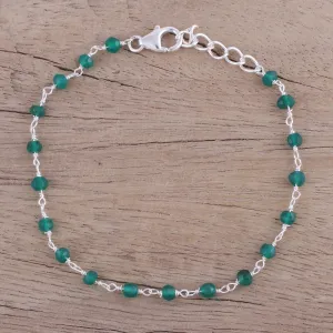 Beautiful Saga Onyx Silver Beaded Bracelet