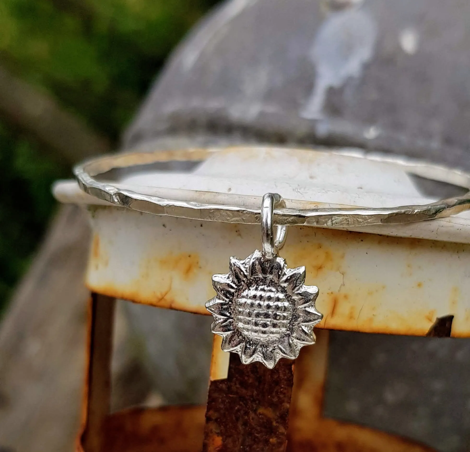 Big Sunflower Charm Bangle