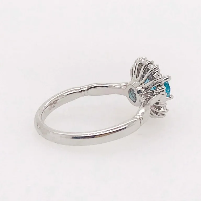 Blue Zircon & Diamond Ring