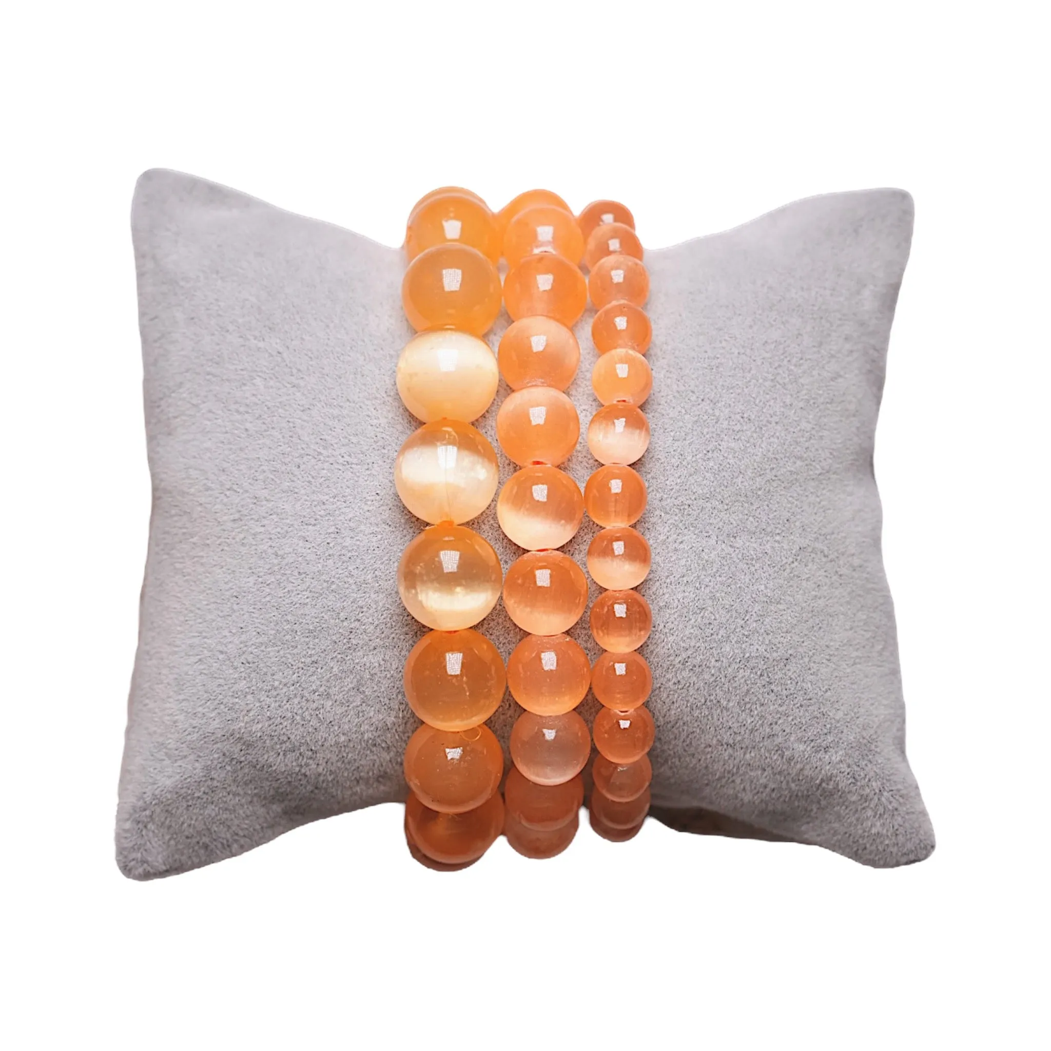 Bracelet Selenite chauffée orange couleur 2