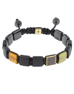 Carnelian, Yellow Sapphire and Onyx Lock Bracelet