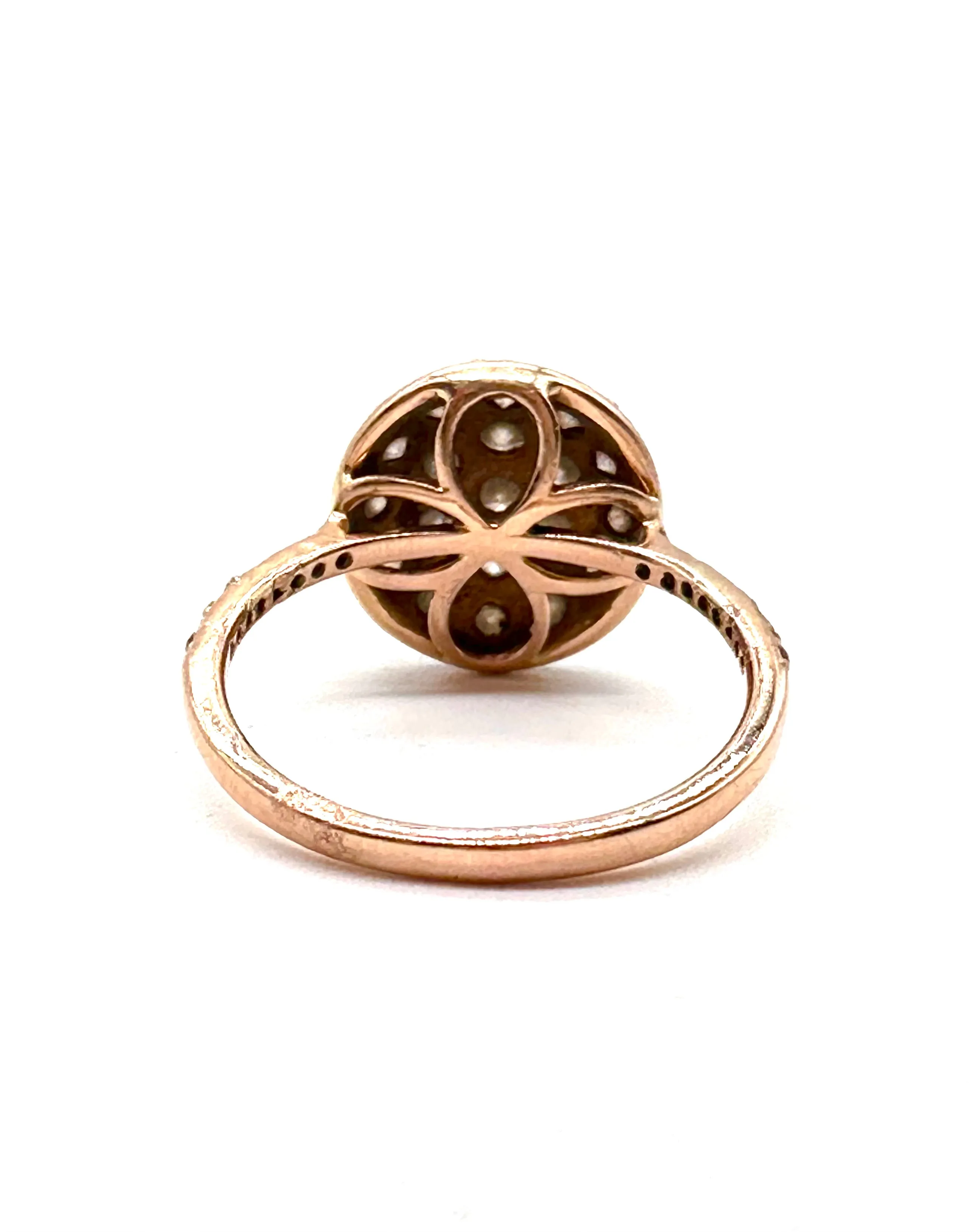 Champagne Diamond Halo Cluster Ring