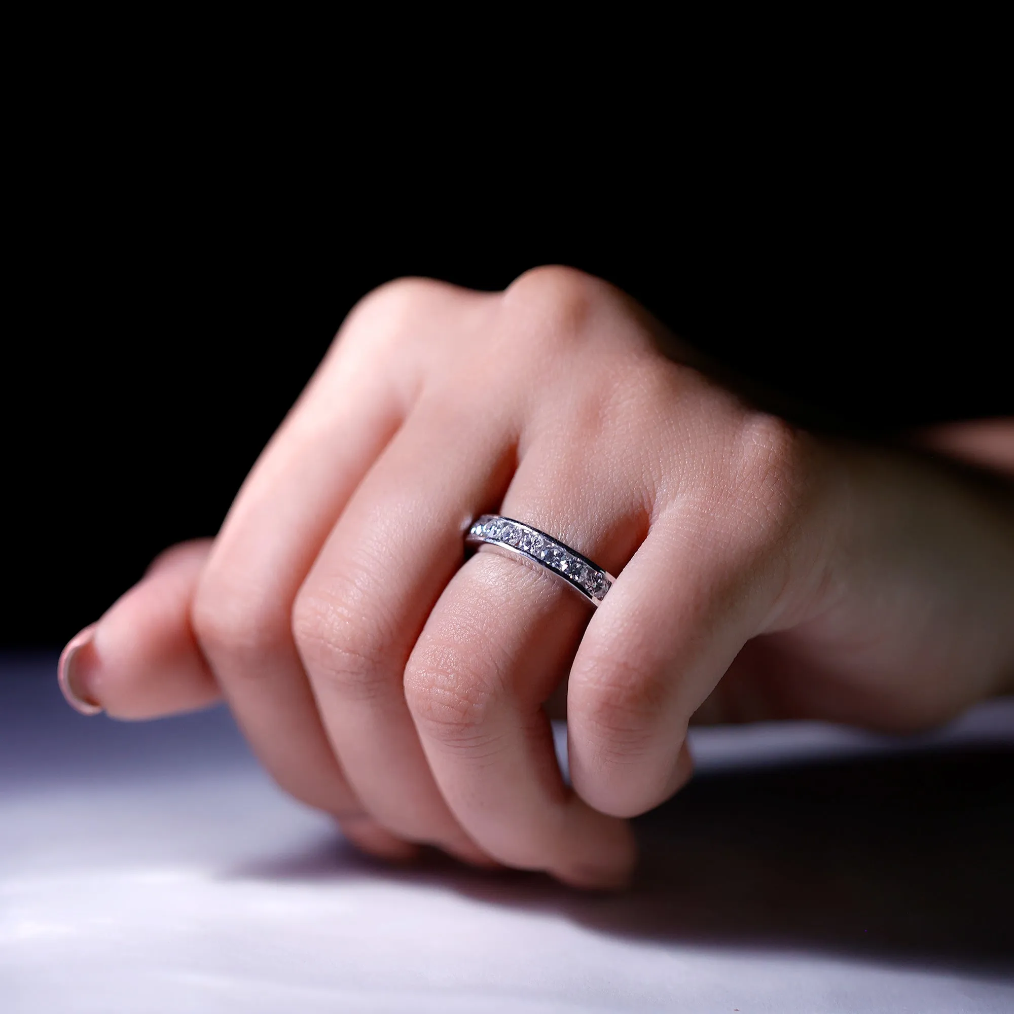 Channel Set Moissanite Unisex Semi Eternity Band