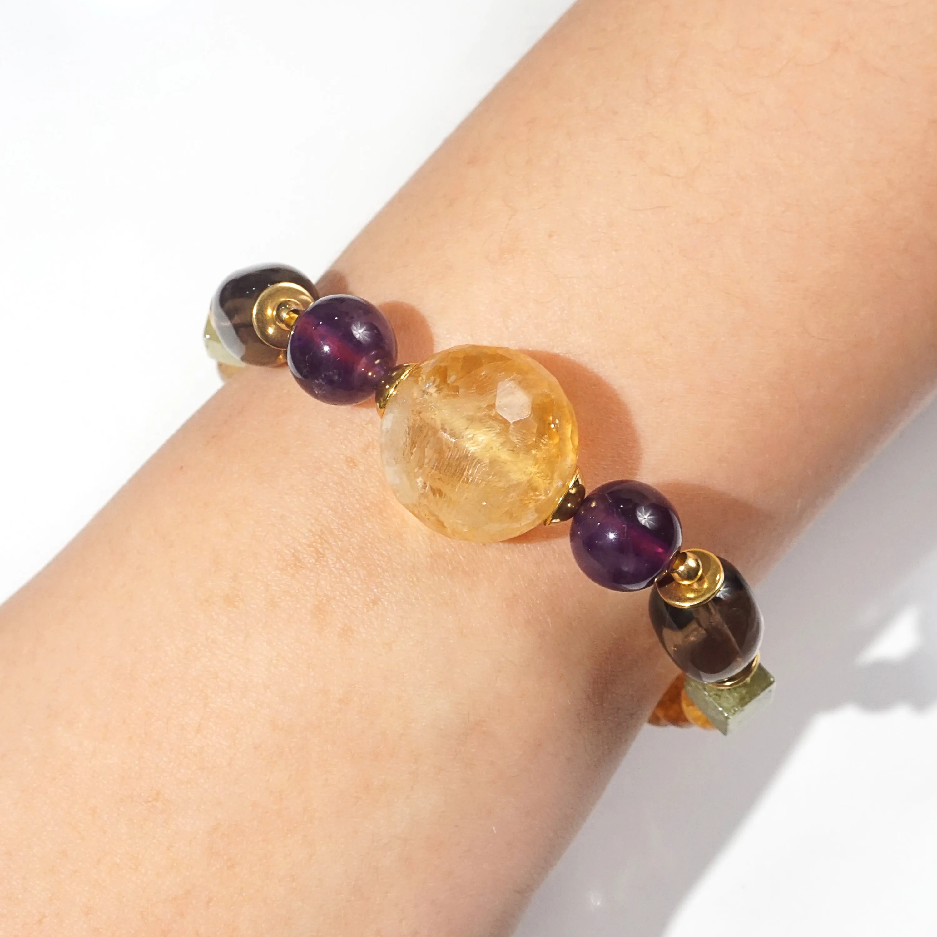 Citrine, Amethyst, Smoky Quartz, and African Green Garnet