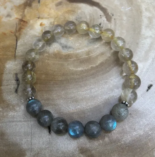 Citrine and Blue Flash Labradorite Bracelet for Creativity and Spiritual Protection