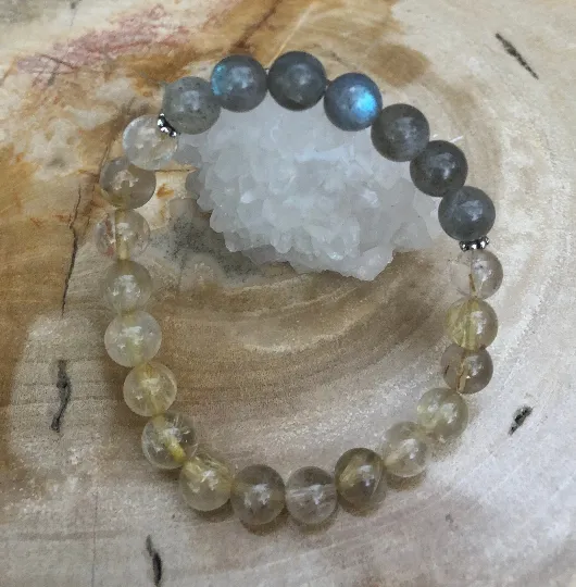 Citrine and Blue Flash Labradorite Bracelet for Creativity and Spiritual Protection
