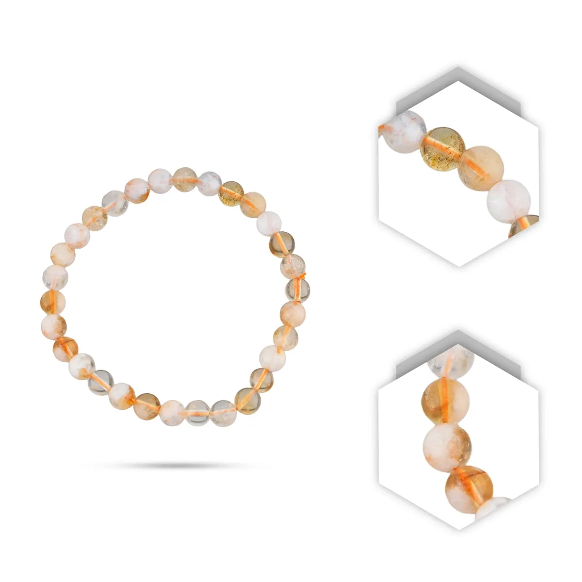 Citrine Bracelet - 2.5 Inches | Citrine Hand Band/ Elastic Citrine Crystal Bracelet for Men & Women/ 20 Gms