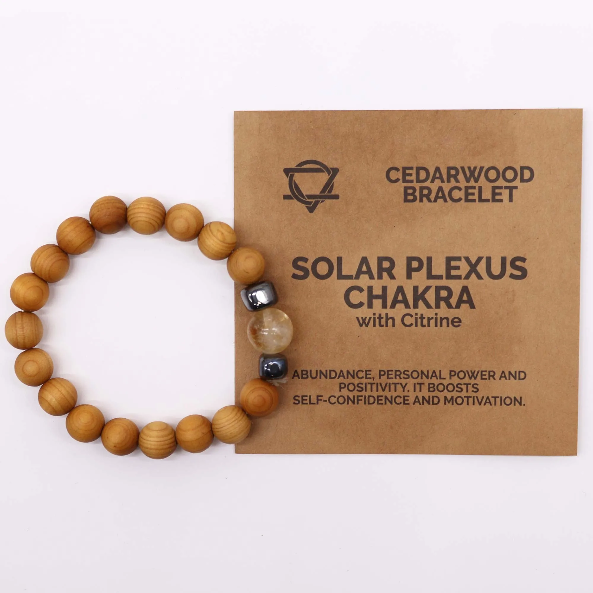 Citrine Gemstone Cedarwood Bracelet - Solar Plexus Chakra